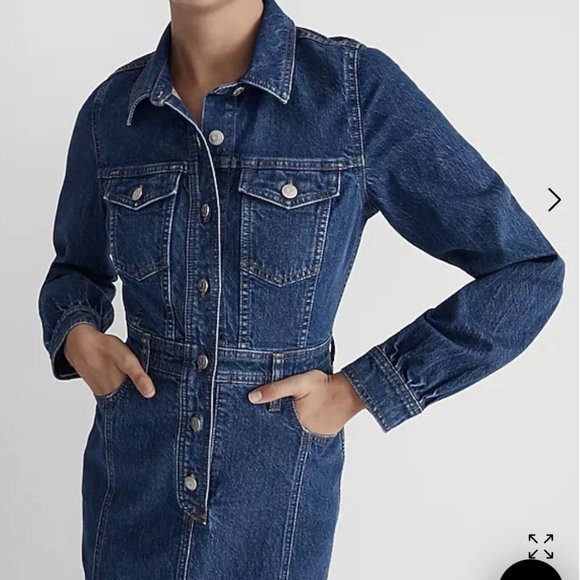 Madewell Dress Womens Denim Midi Shirtdress Sz14 - Picture 3 of 3